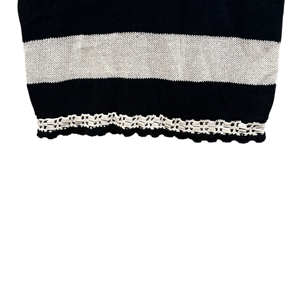 Free People Crochet Top Silk Linen Cotton Black White Striped Tunic Size XS - Picture 7 of 12